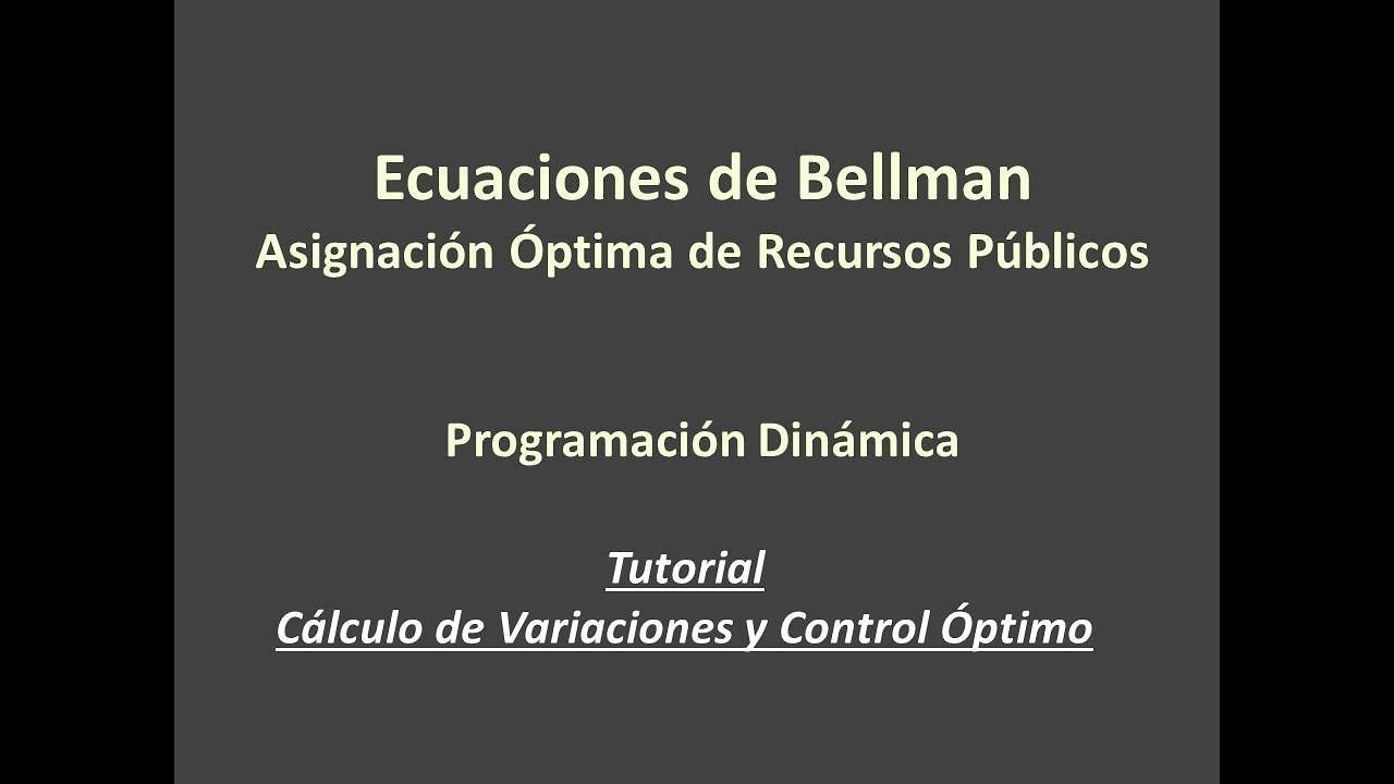 Ecuaciones de Bellman. Un problema de asignaci&oacute;n &oacute;ptima de recursos p&uacute;blicos.
