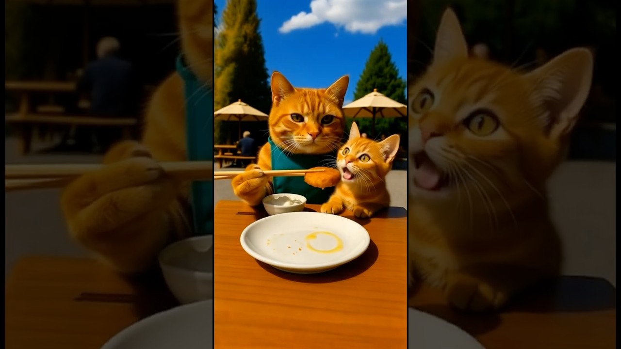 Sharing With Love ❤️ | Cute Cat Eating Show | 