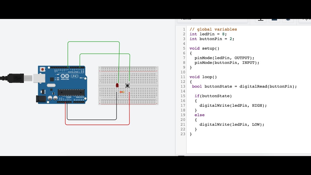 1er montage arduino  : gestion simple du bouton poussoir