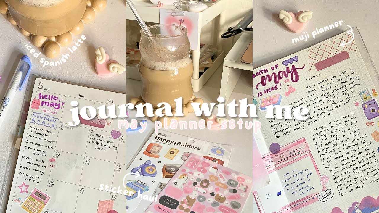 📔 journal with me: may muji planner monthly spread setup ₊˚ෆ 🍭+ sticker haul | asmr journaling