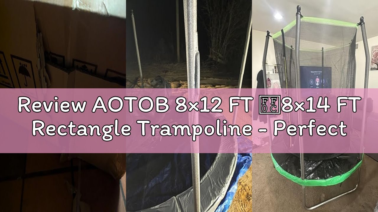 Review AOTOB 8&times;12 FT ，8&times;14 FT Rectangle Trampoline - Perfect Outdoor Large Trampolines for Kids - Gy