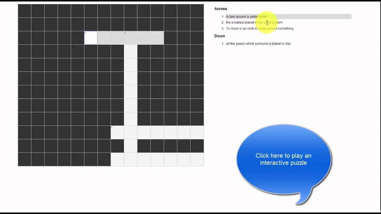 Interactive crossword creator and player