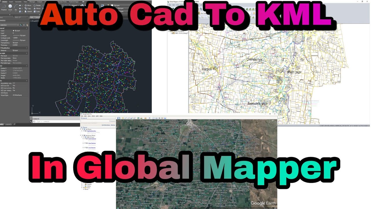 Auto cad to KML file with help of Global maper
