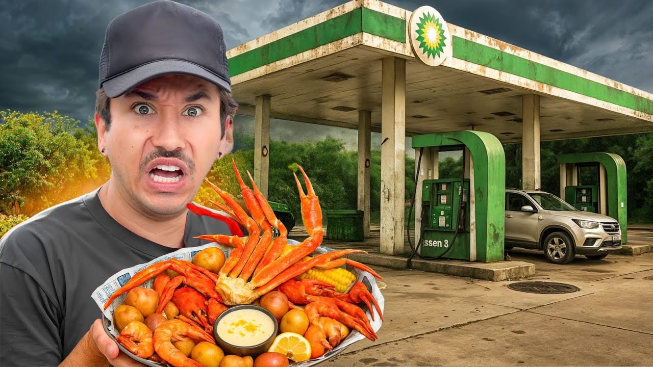Eating at Gas Station Restaurants For 24 Hours (SEAFOOD BOIL??)