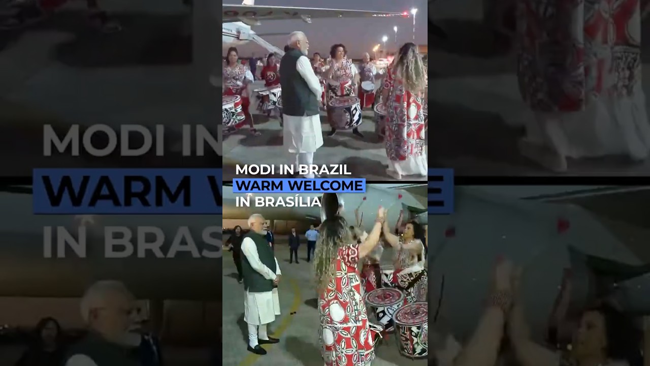 Modi Gets Grand Welcome in Bras&iacute;lia After BRICS Summit