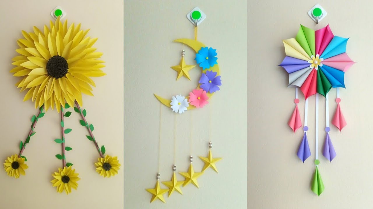3 Easy and Quick Paper Wall Hanging Ideas // unique Wall decor //  Cardboard Reuse // Room Decor DIY