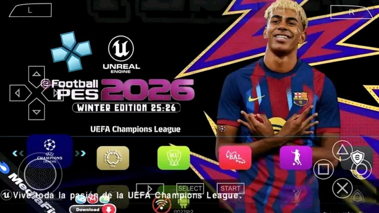 eFootball PES 2026 PPSSPP Android Offline Full Update Club, UCL & League kits, 2025/26 Season