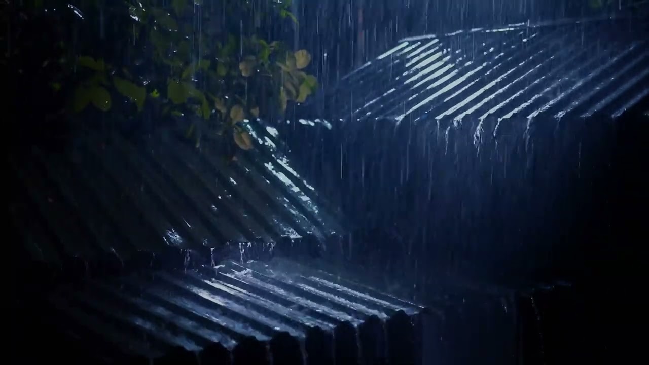 No Ads Rain Sounds for Sleeping   ASMR Extreme Night Rain on Tin Roof for Chronic Insomnia Relief
