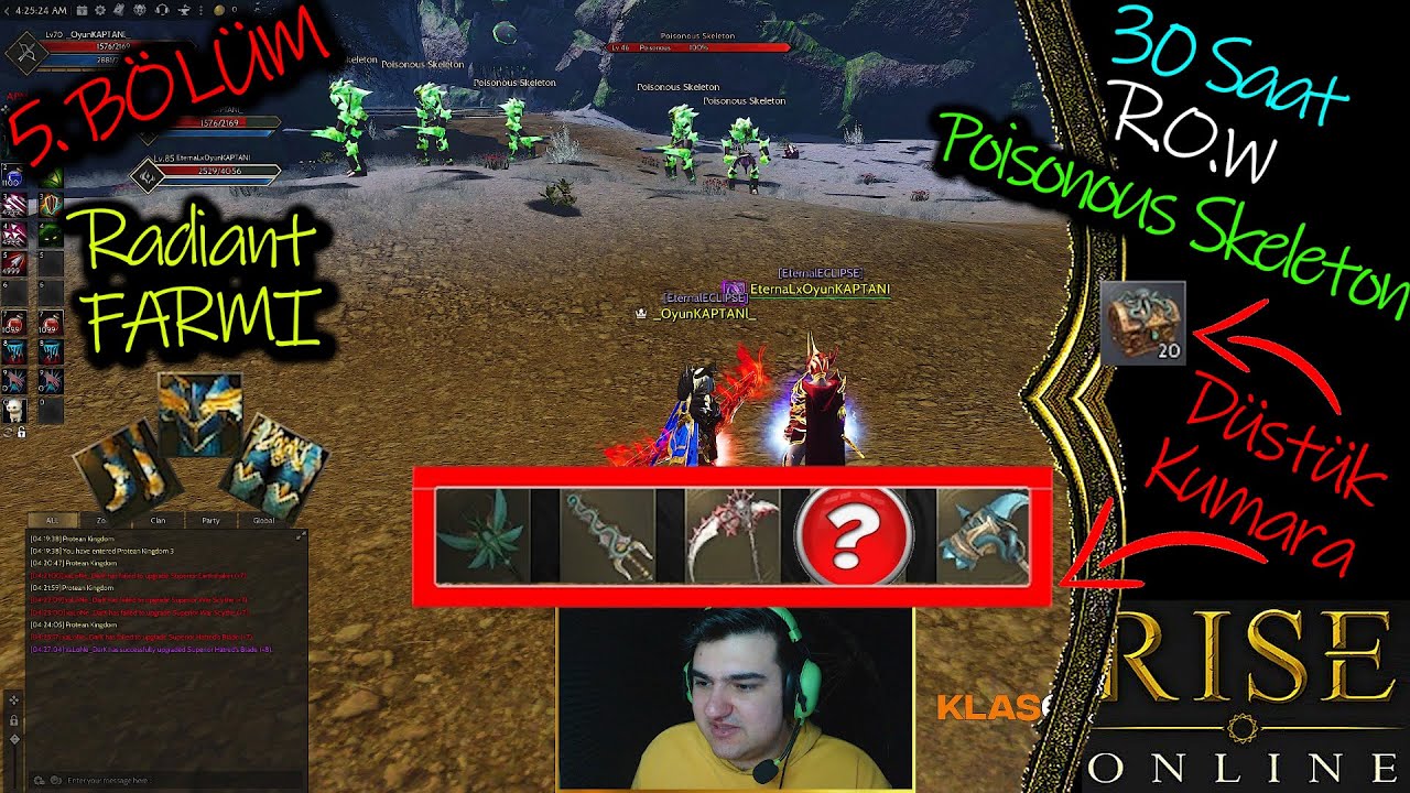 Rise Online 100'Gb Farm 5. Bölüm & 30 Saat ROW Poisonous Skeleton farmı  & Oyun KAPTANI #riseonline