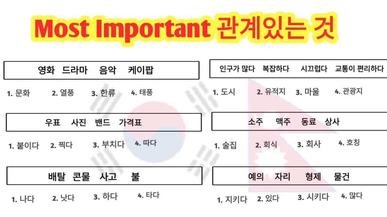 관계있는 것 Exam को लागि एकदमै महत्वपूर्ण|Korean language| Korea bhasa 
