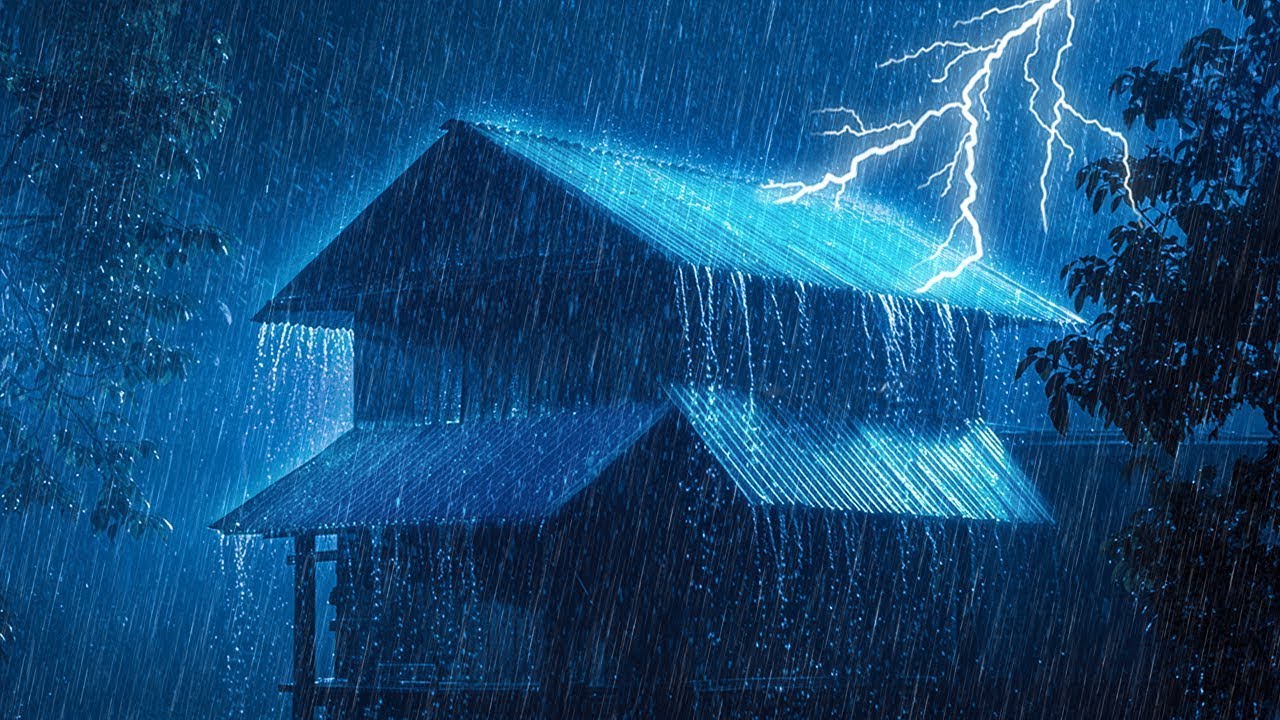 Rainy Night on Tin Roof by the Forest - Relaxing Rain & Thunder Sounds for Deep Sleep
