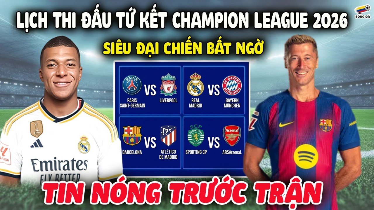 Lịch Thi Đấu Tứ Kết Champions League 2026 , Tin Nóng Trước Trận Đấu