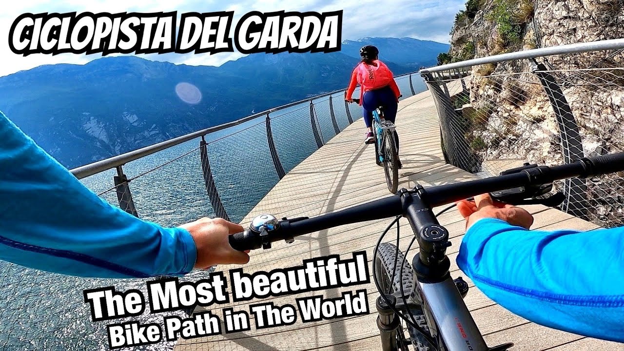 Cycling the World’s Most Beautiful Bike Path – Ciclopista del Garda POV. Limone Sul Garda, Italy. EU