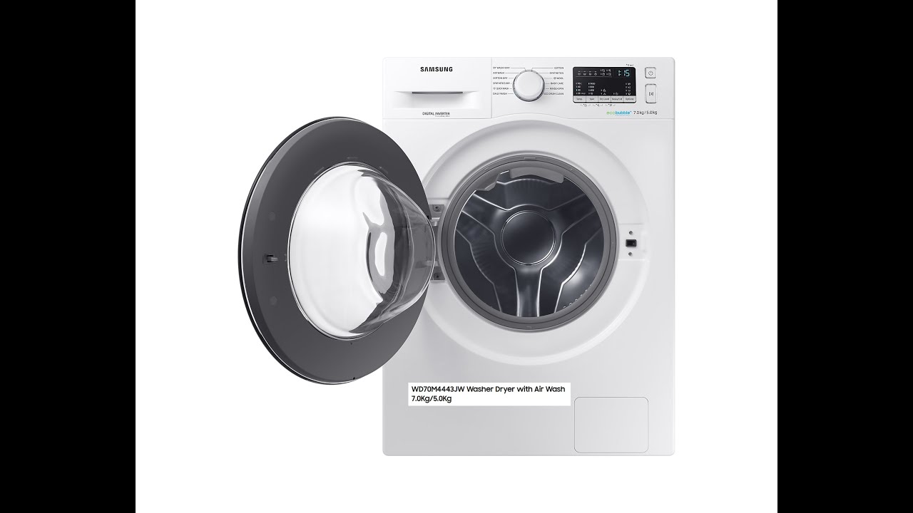 Samsung WD70M4443JW Washer Dryer with Air Wash demo and setup