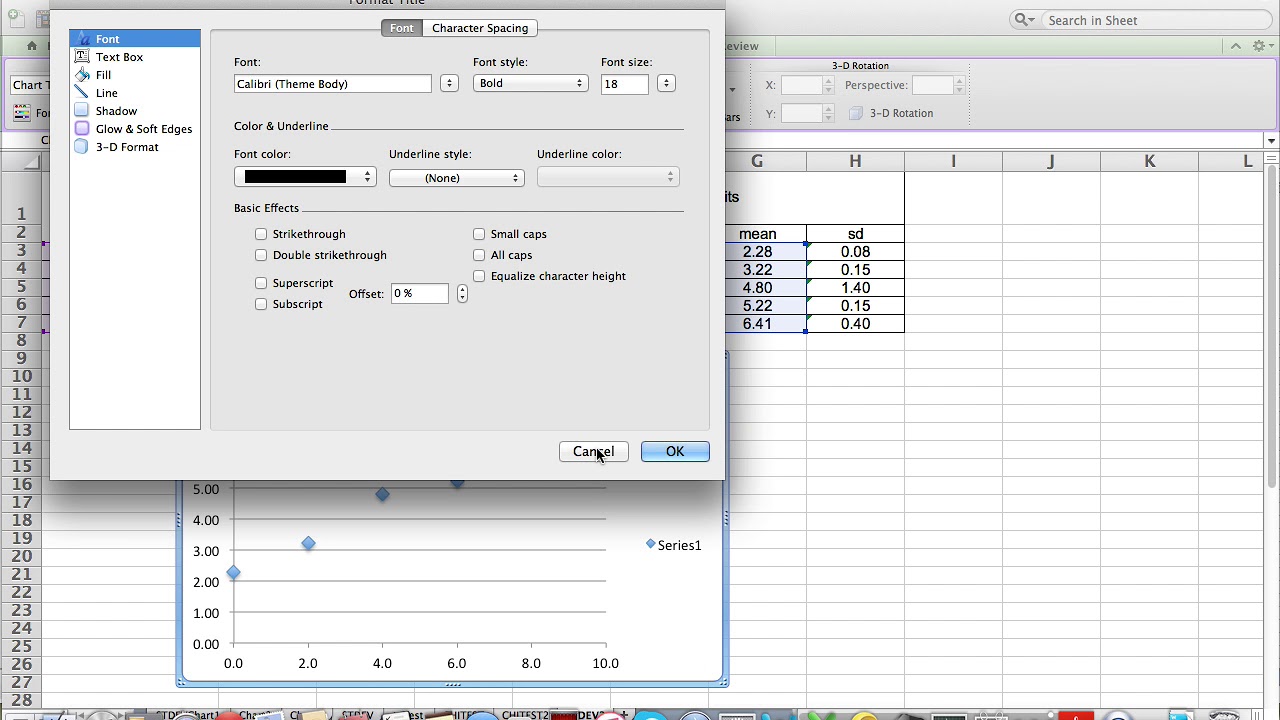 IB Biology: Create graph showing mean and sd with Excel for Mac