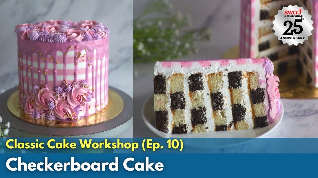 How to make Checkerboard Cake | Eggless Soft & Moist Sponge Cake Recipes | Black & White Cake