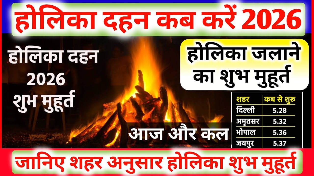 होलिका दहन मुहूर्त Holika Dahan Time Holika Dahan Shubh Muhurt Holika Kab Jalai Jayegi 