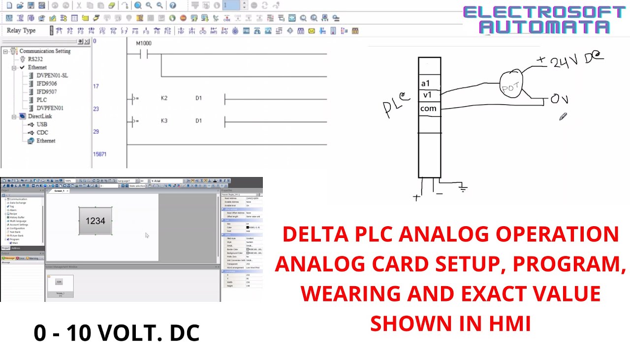 Delta PLC Analog Programe and I/O wiring in details 0-10Volt