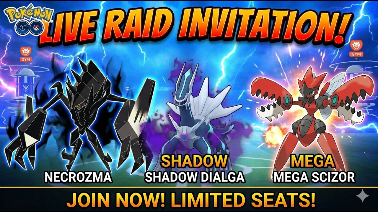 🔴Live Necrozma, mega Scizor & shadow dialga Raid  invitation  by  #raj4t5   in  #pokemon go