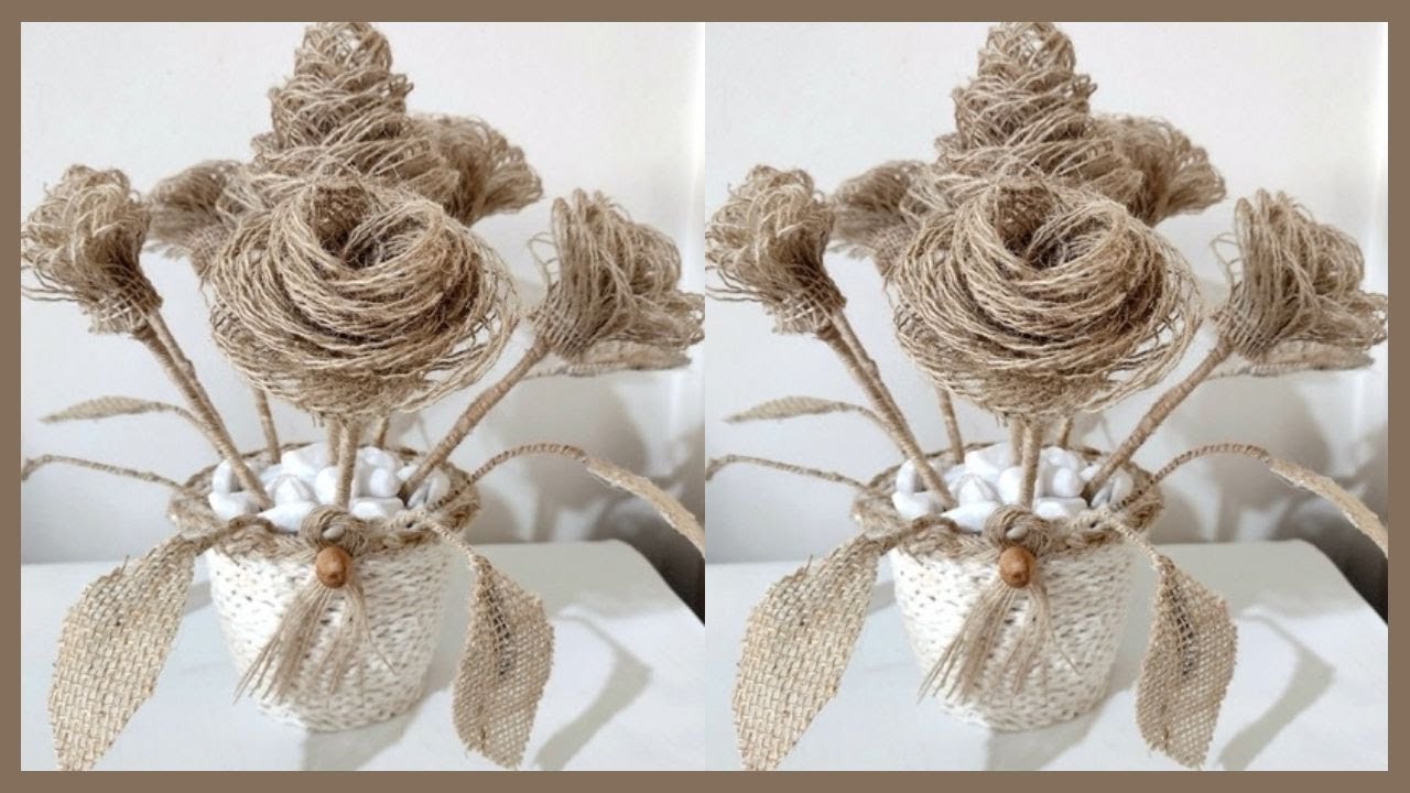 Como fazer flor de Juta 🌹 Artesanato com Juta 🌹 Trabalho com Juta 🌹 DIY 👉 FAÇA VC MESMO