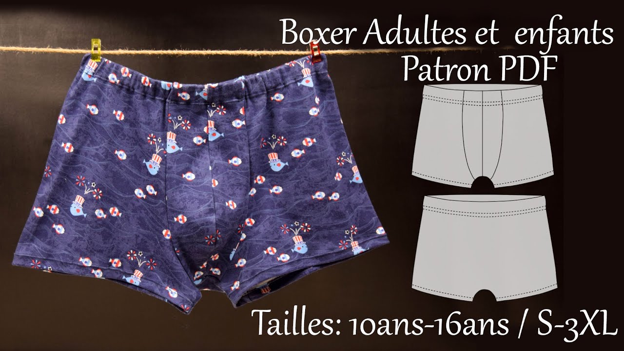 Boxer hommes et enfants facile à coudre - Tuto étape par étape - Patron PDF - Couture Facile Mimi