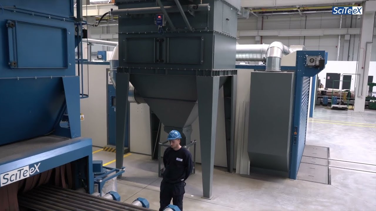 Industrial paint line: wheel blast machine, pneumatic blast room and liquid paint booth - SciTeeX