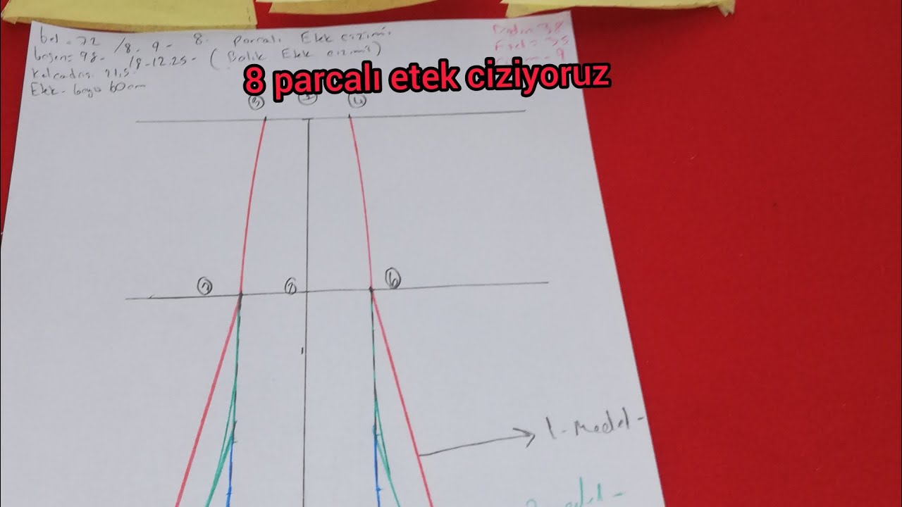 MODELİSTLİK DERSİ 8 PARCALI BALIK ETEK CİZİMİ
