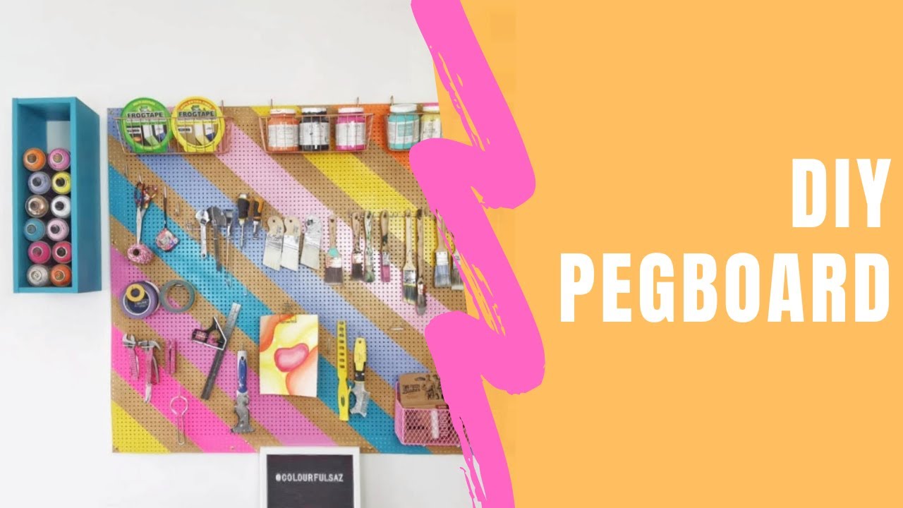 How to Make a Colourful Pegboard | DIY | Studio and tool Organisation| Stripes