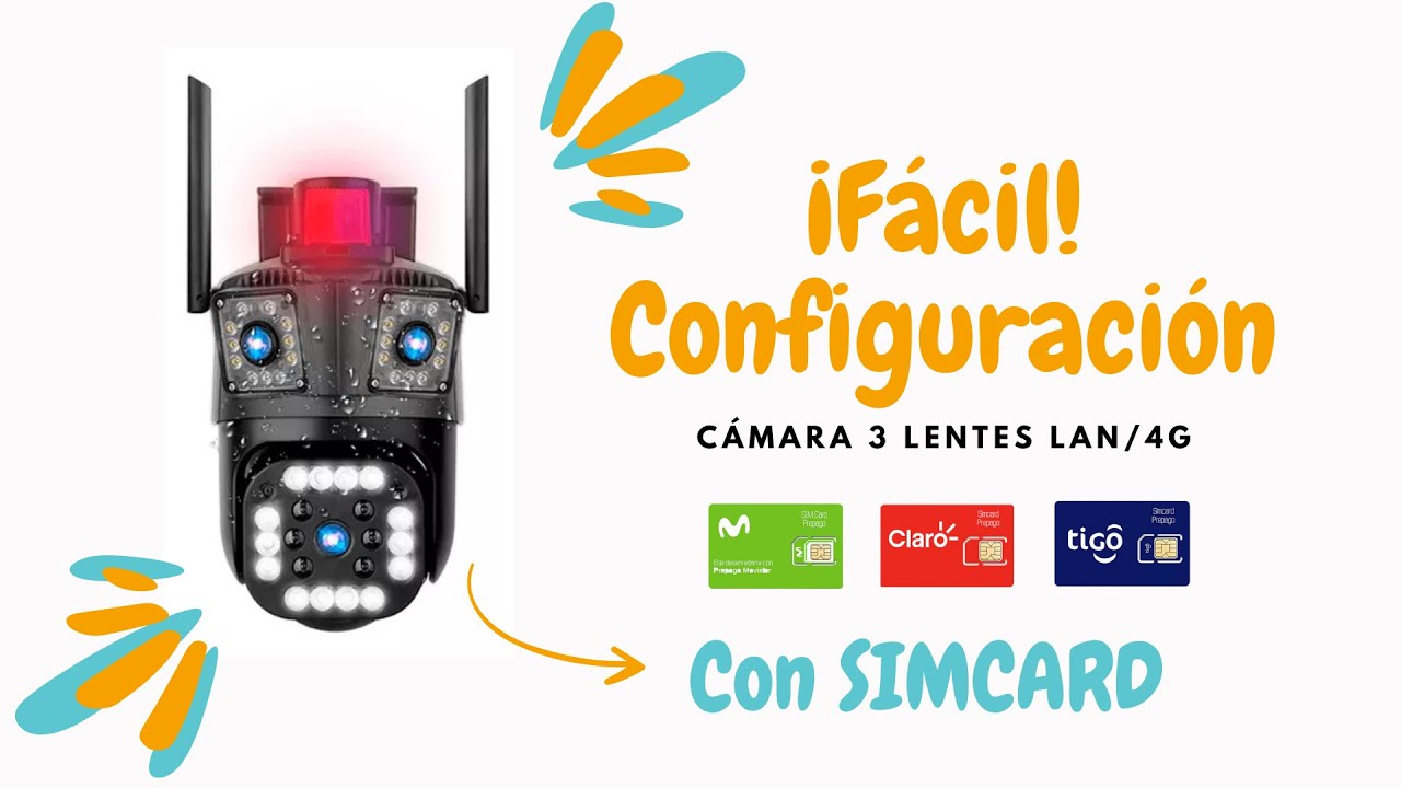 Configuración Cámara PTZ 3 Lentes con SimCard y App V380 PRO
