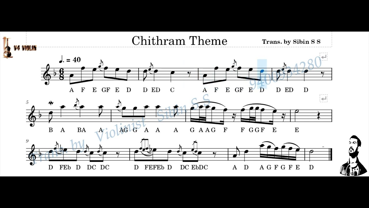 #Chithram Movie #Heart_Touching #BGM Notes in Dm / #V4_Violin