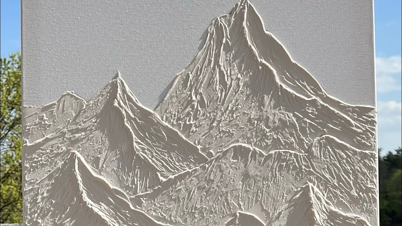 Painting with texture paste. Interior painting. We create mountains.