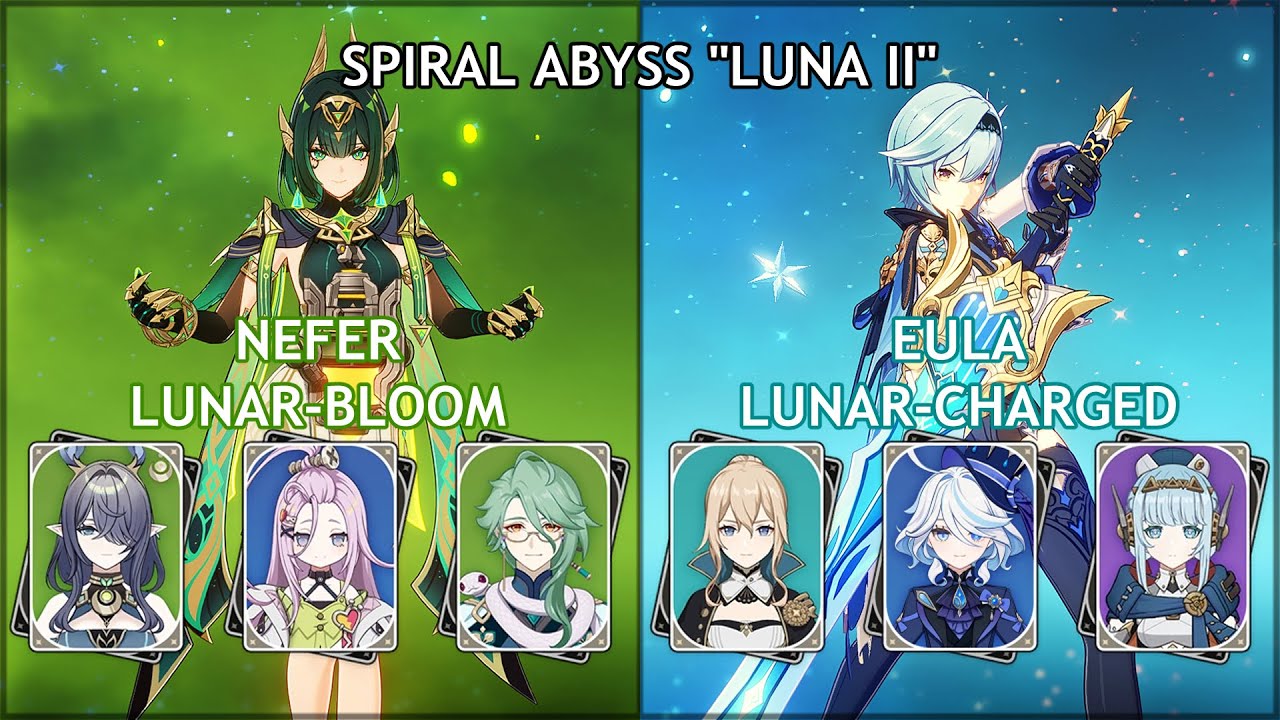 C0 Nefer Lunar Bloom / C6 Eula Lunar Charged | Spiral Abyss Floor 12 Genshin Impact 