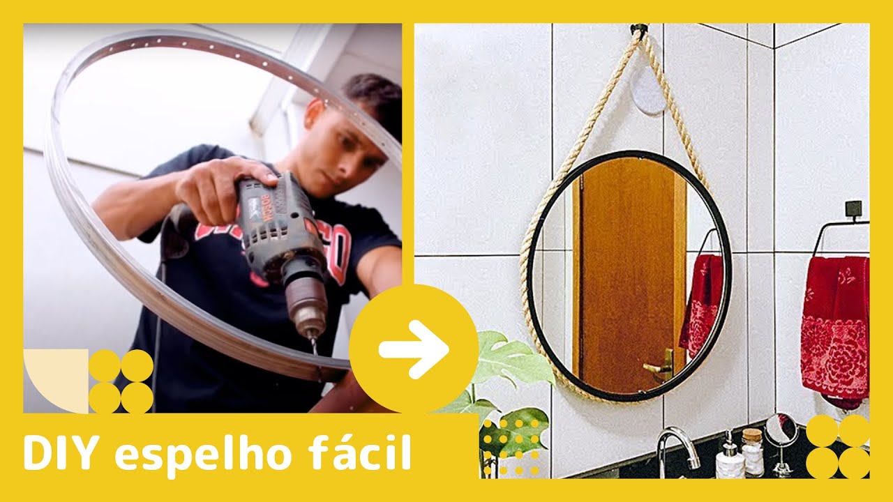 COMO FAZER UM ESPELHO BARATO com ARO DE BICICLETA