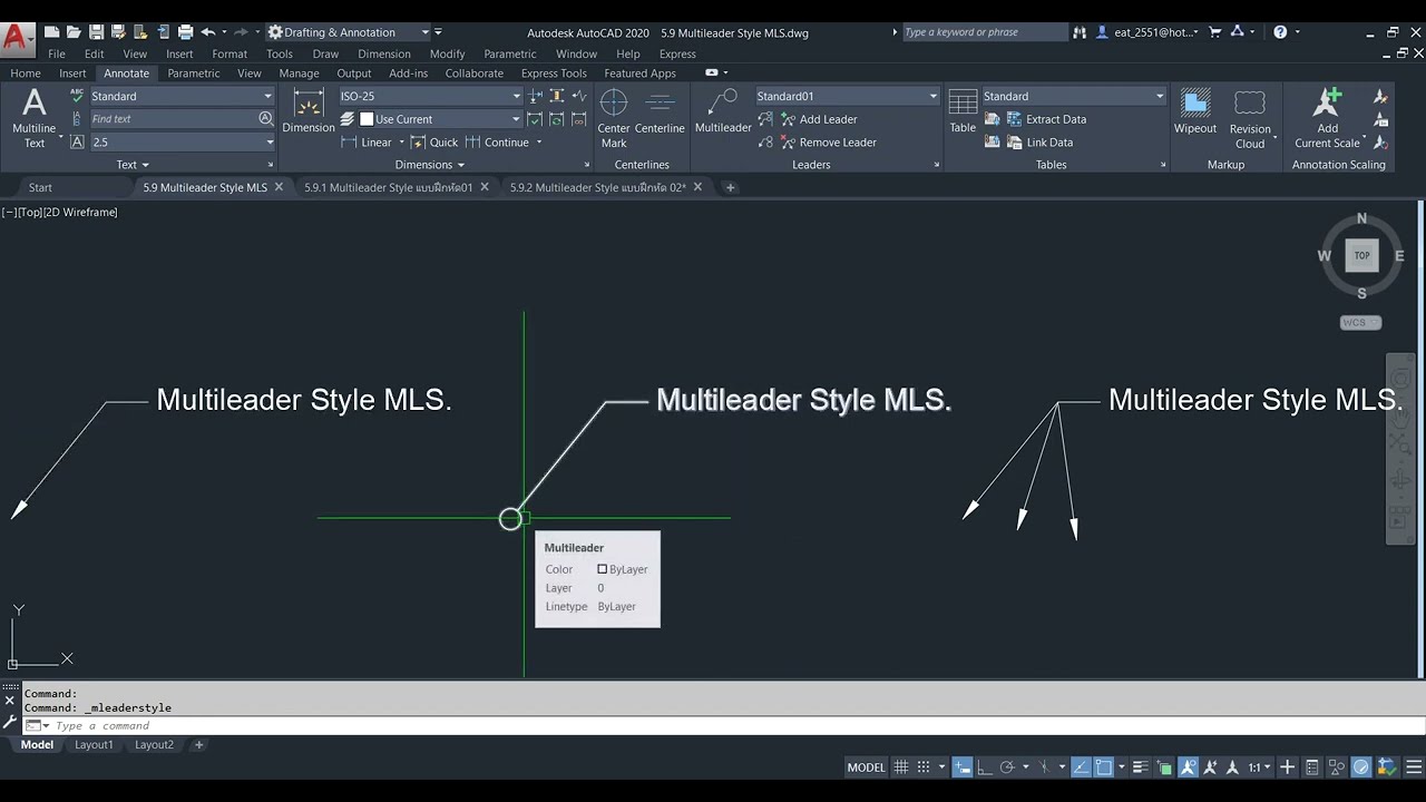 AutoCAD All In One 2D(สำหรับคนที่มีAutoCAD2016-2023)บทที่5Menu Format ตอนที่9 Multileader Style(MLS)