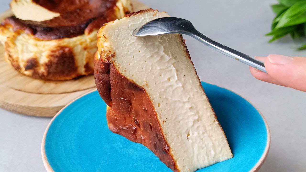 Basque Burnt Cheesecake | Easy Creamy Recipe 🍰 No Crust, No Water Bath!