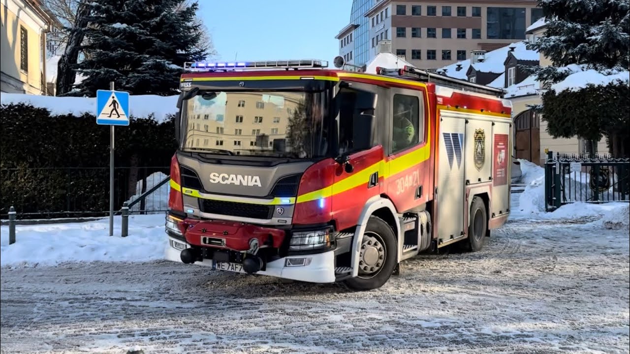 [Rumbler] Wyjazd alarmowy 304[W]21 GBA 3,1/16/3,7 SCANIA P360 do zdarzenia. JRG 4 Warszawa.