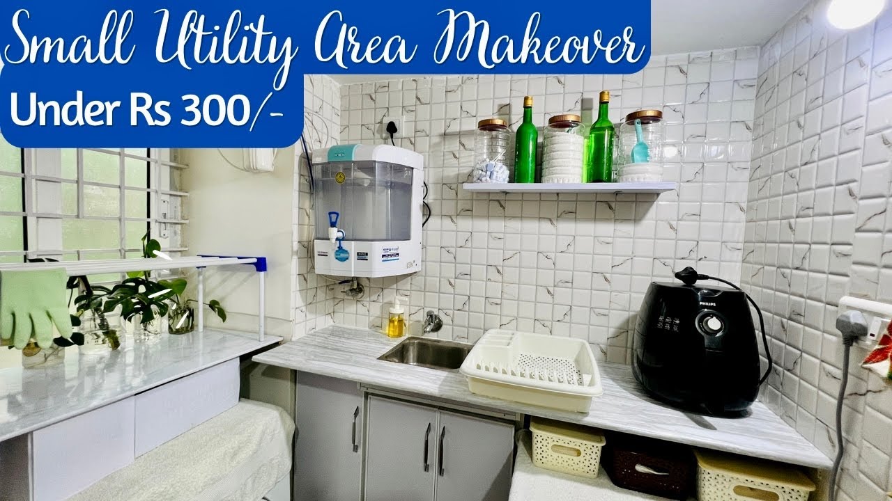 Our 35sqft Utility Area Makeover Under Rs.300 | Small Utility Area Organization| Indian Utility Area