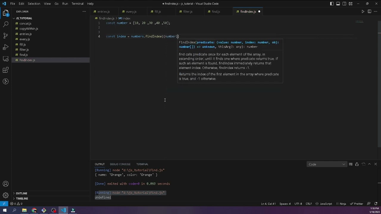 JavaScript Array findIndex Method | Find the Index of Elements Based on a Condition