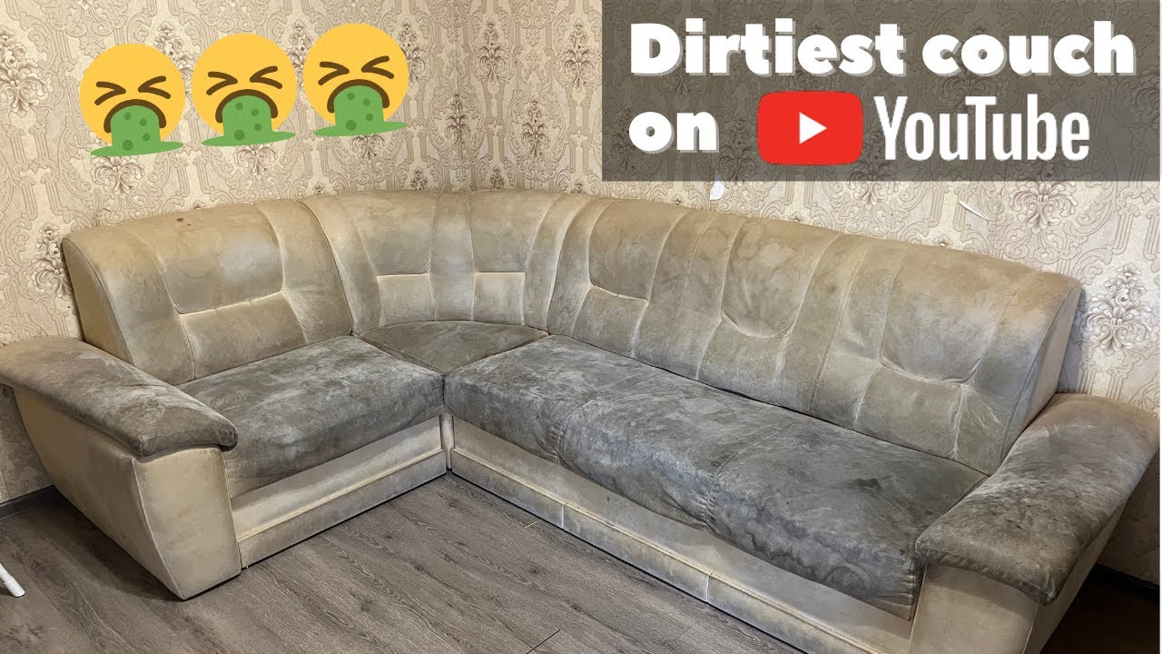 You never seen DIRTIEST couch like this. ASMR Upholstery cleaning. Heavy soiled sofa got cleaned!