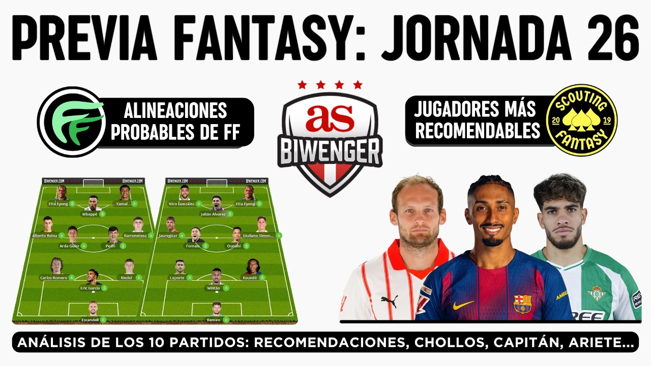 ✅ Jornada 26: Alineaciones probables, Top Picks y Chollos Fantasy
