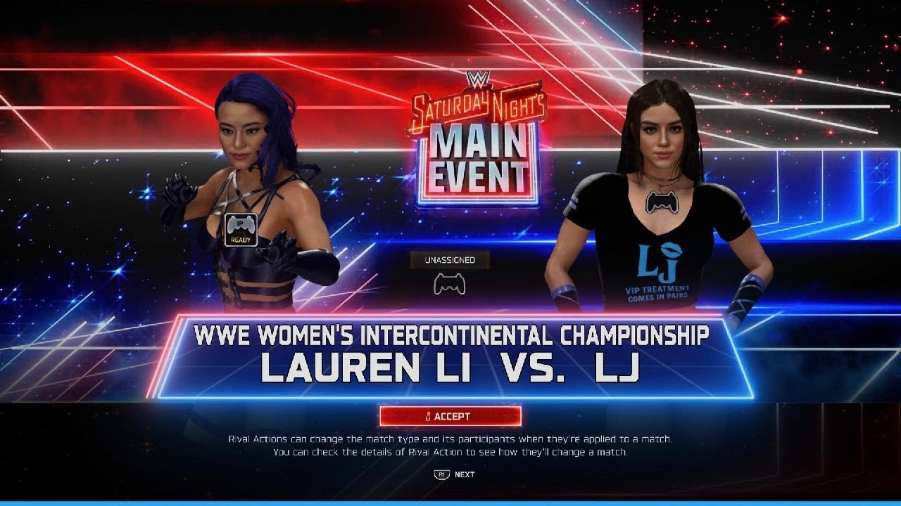 WWE 2K25 LJ Vs Lauren Li - Women's IC Title - SATURDAY NIGHT MAIN EVENT