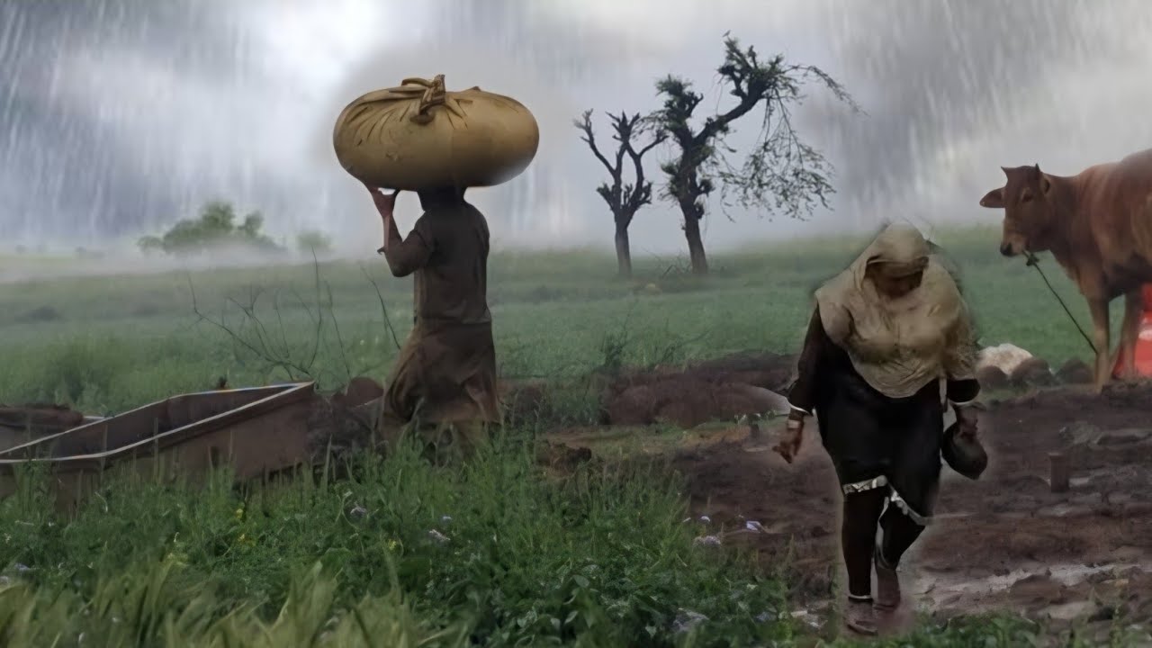 Heavy Rain and Stormy Wind in the Village |Thunderstorm Heavy Rain in the Punjab Pakistan 