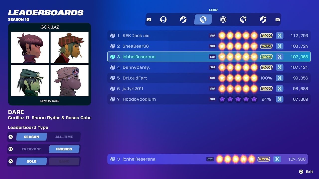 [Fortnite Festival S10] Dare 100% FC Expert Lead