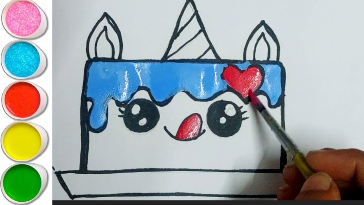 How to draw birthday cake, easy drawing for kids, step by step fruits cake drawing 