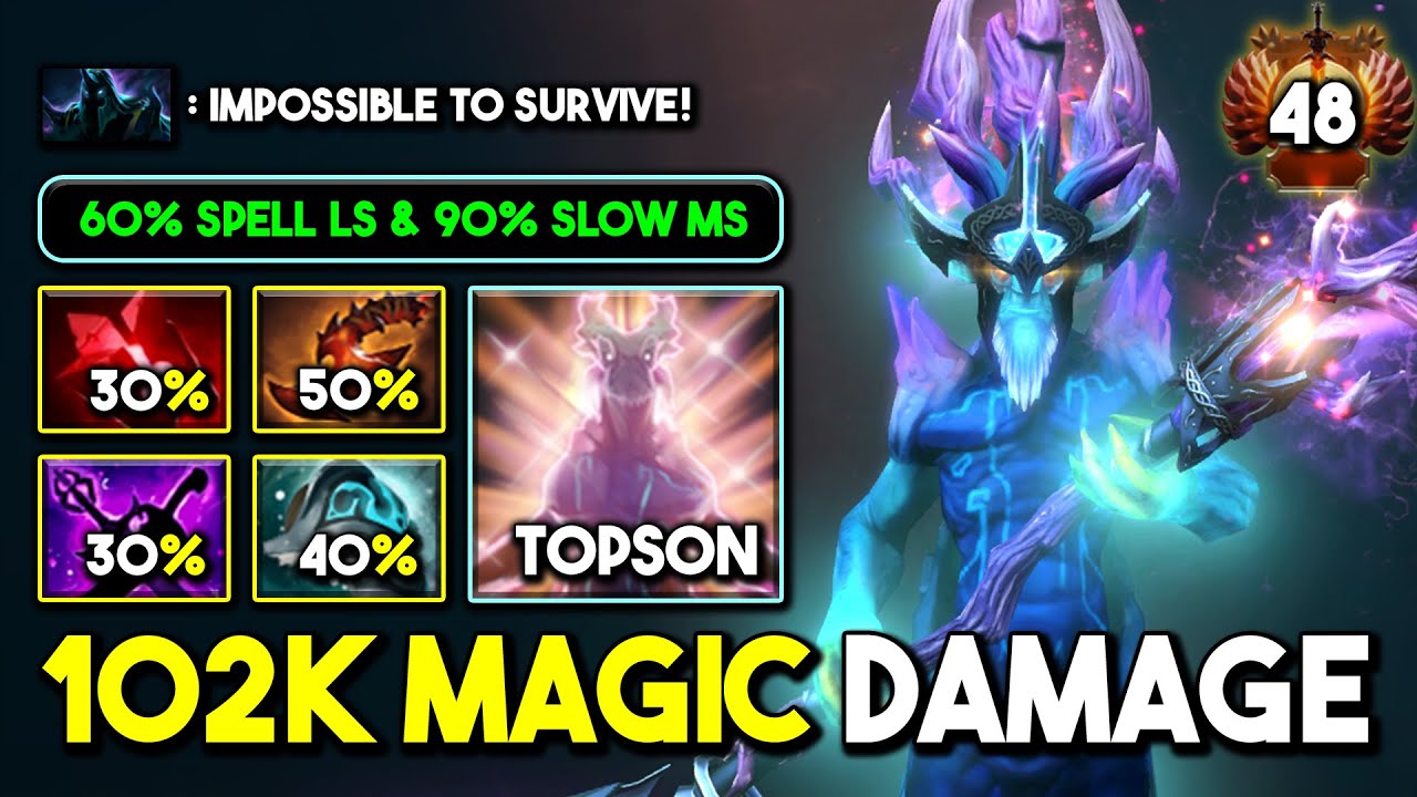 WTF 102K MAGIC DAMAGE By Topson Leshrac 60% Spell LS & 90% Slow MS Build Even Abaddon Can't Survive
