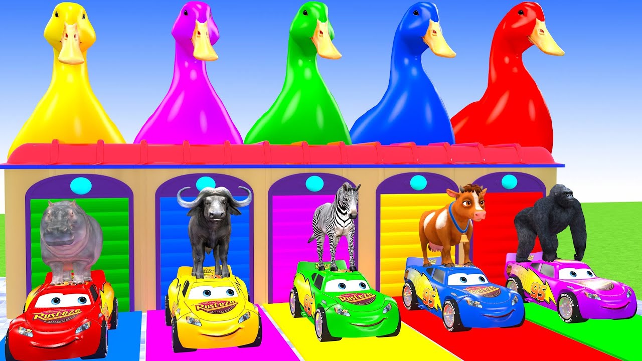 Long Slide Game With Elephant Gorilla Buffalo Hippopotamus Tiger 3d Animal Game Funny 3d Animals