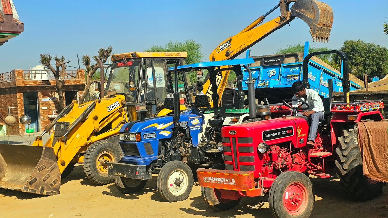 JCB 3dx Xpert Eco Loading Mud in Trolly | Mahindra 575 Di | Swaraj 855 Fe | Eicher 485 | Kubota Wow