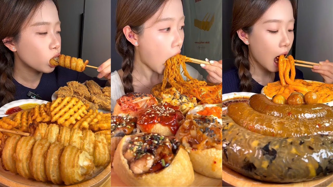 Saucy Noodles, Inari Sushi, Crispy Tornado Potatoes & Creamy Rose Tteokbokki Mukbang ASMR