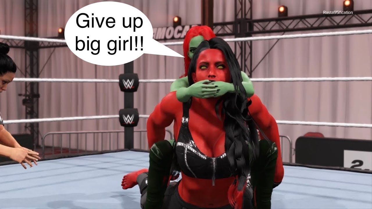 Red She Hulk VS Poison Ivy Camel Clutch