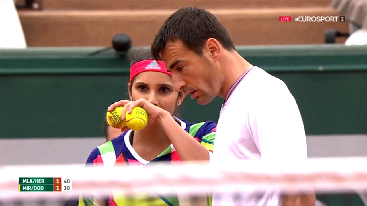 Sania Mirza/Ivan Dodig vs. Pierre-Hugues Herbert/Kristina Mladenovic Roland Garros 2016 SF 💙🧡🎈